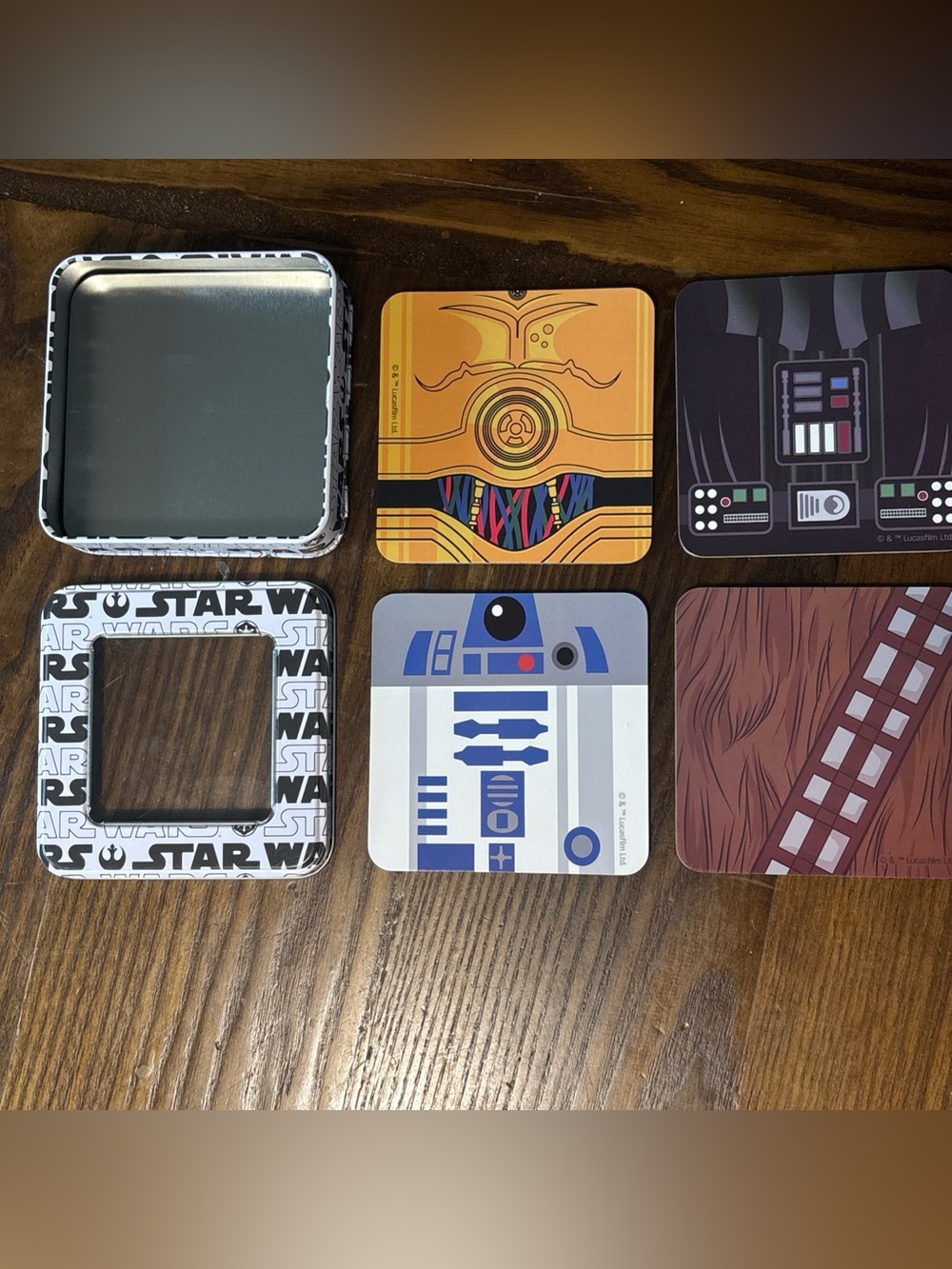 ⭐ Star Wars Coaster Set of 4 w/ Metal Tin Darth Vader R2-D2 C3PO
